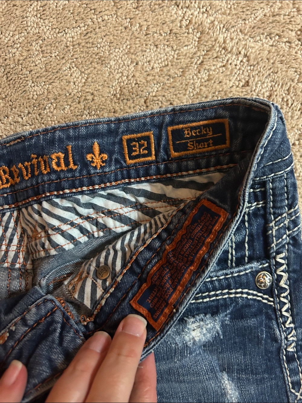 Women's Distressed Dark Blue Denim Shorts - Picture 3 of 6